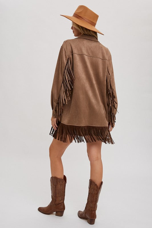 Western Style Fringe Vegan suede jacket