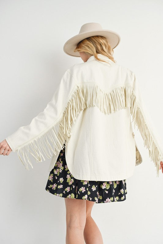 Dolphine Hem Fringe Shacket