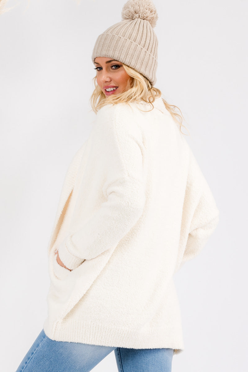 Fuzzy Long Sleeve Oversized Shawl Cardigan