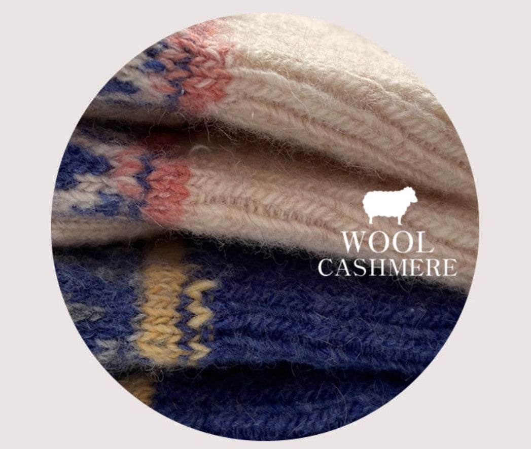 Ethnic Printed Fine Merino Wool Cashmere Snow Crew Socks by Alice and Me