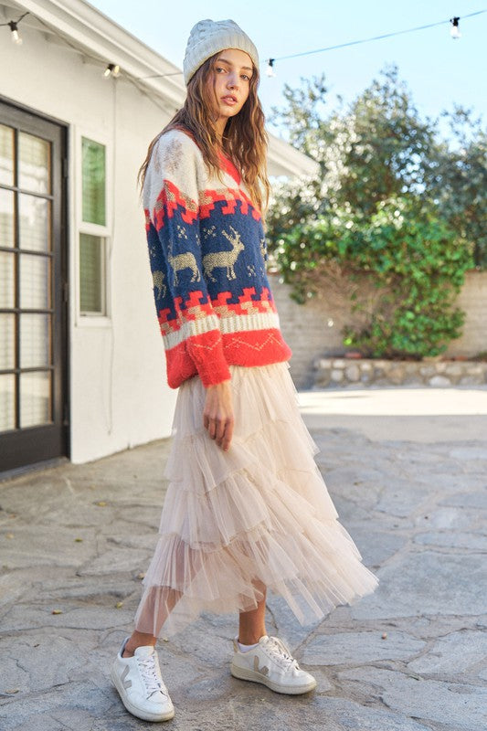 Holiday Snowflake Fuzzy Sweater