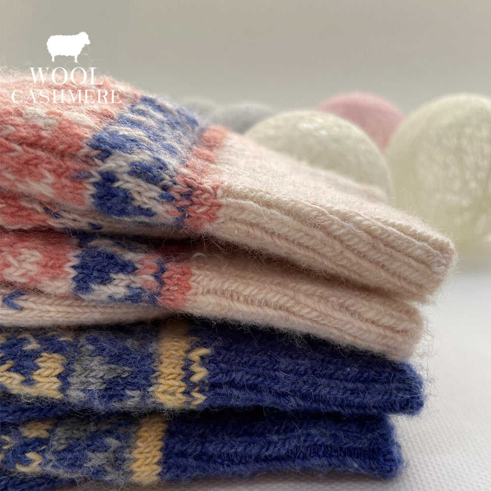 Ethnic Printed Fine Merino Wool Cashmere Snow Crew Socks by Alice and Me