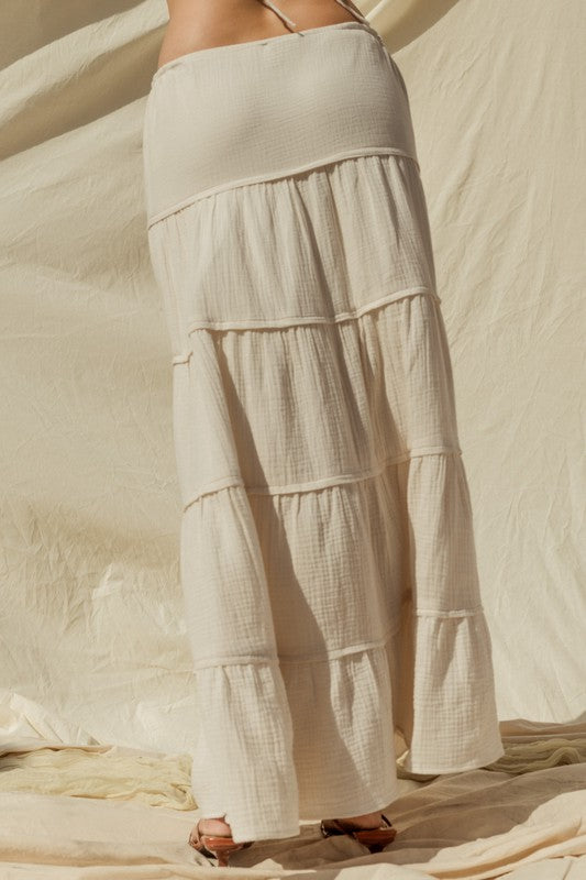 Flowy Tiered Cotton Maxi Skirt