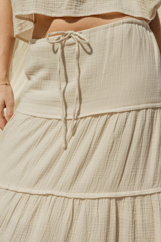 Flowy Tiered Cotton Maxi Skirt