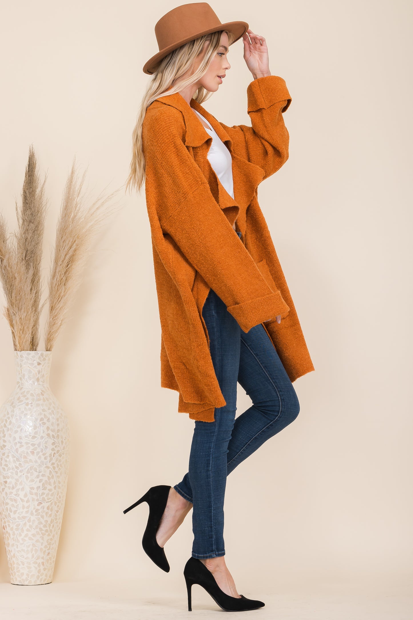 Loose Fit Shawl Collar Cardigan