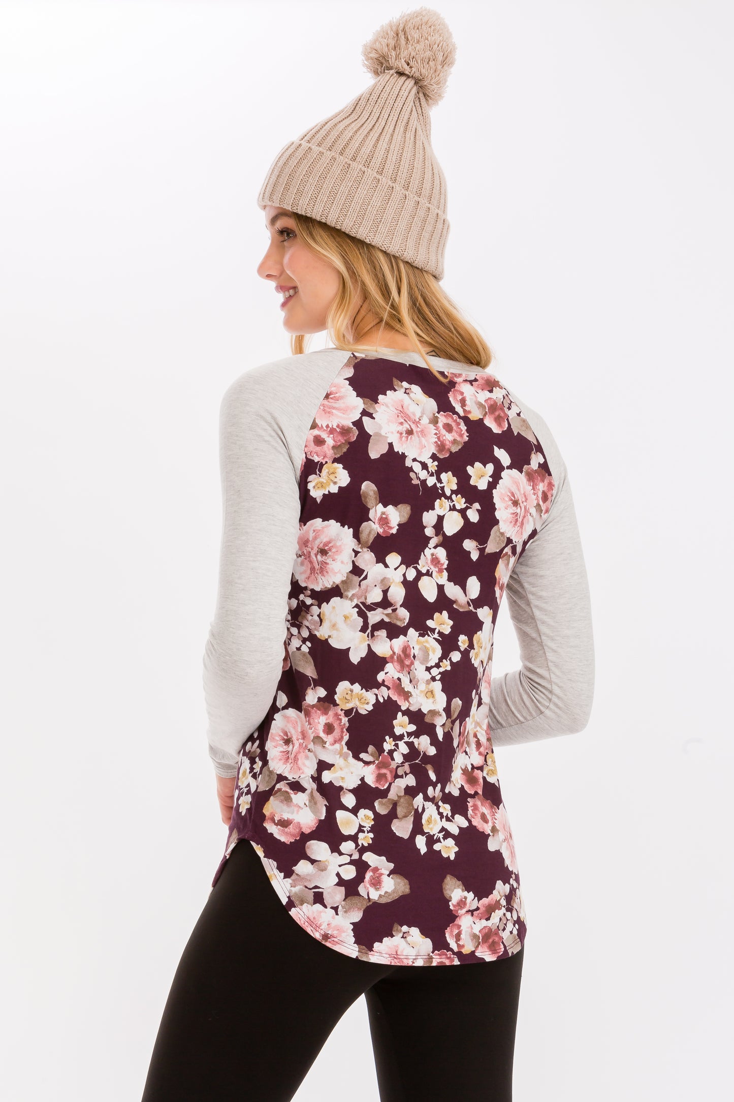 Contrast Color Printed Raglan Sleeve T-Shirt