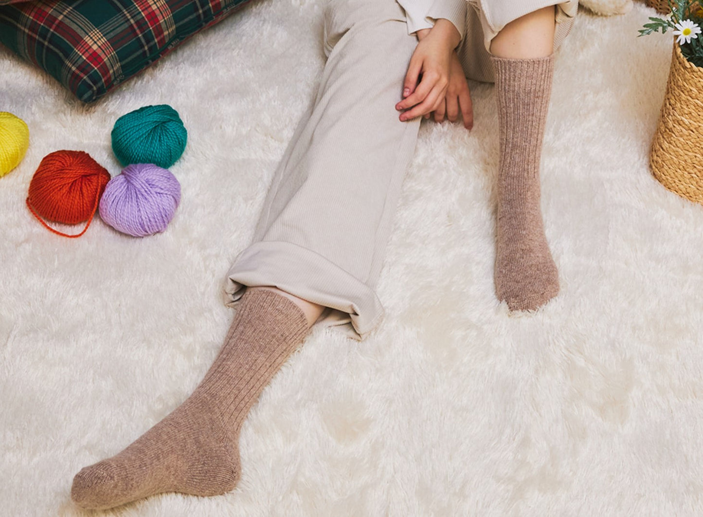 Pile-Lined Lounge Crew Socks by Alice and Me