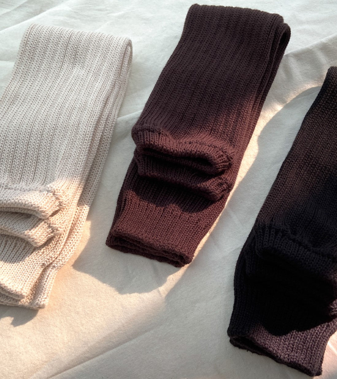 Ribbed Cotton Slouchy Leg Warmers, Yoga Pilates Leg Warmers - 18" Length