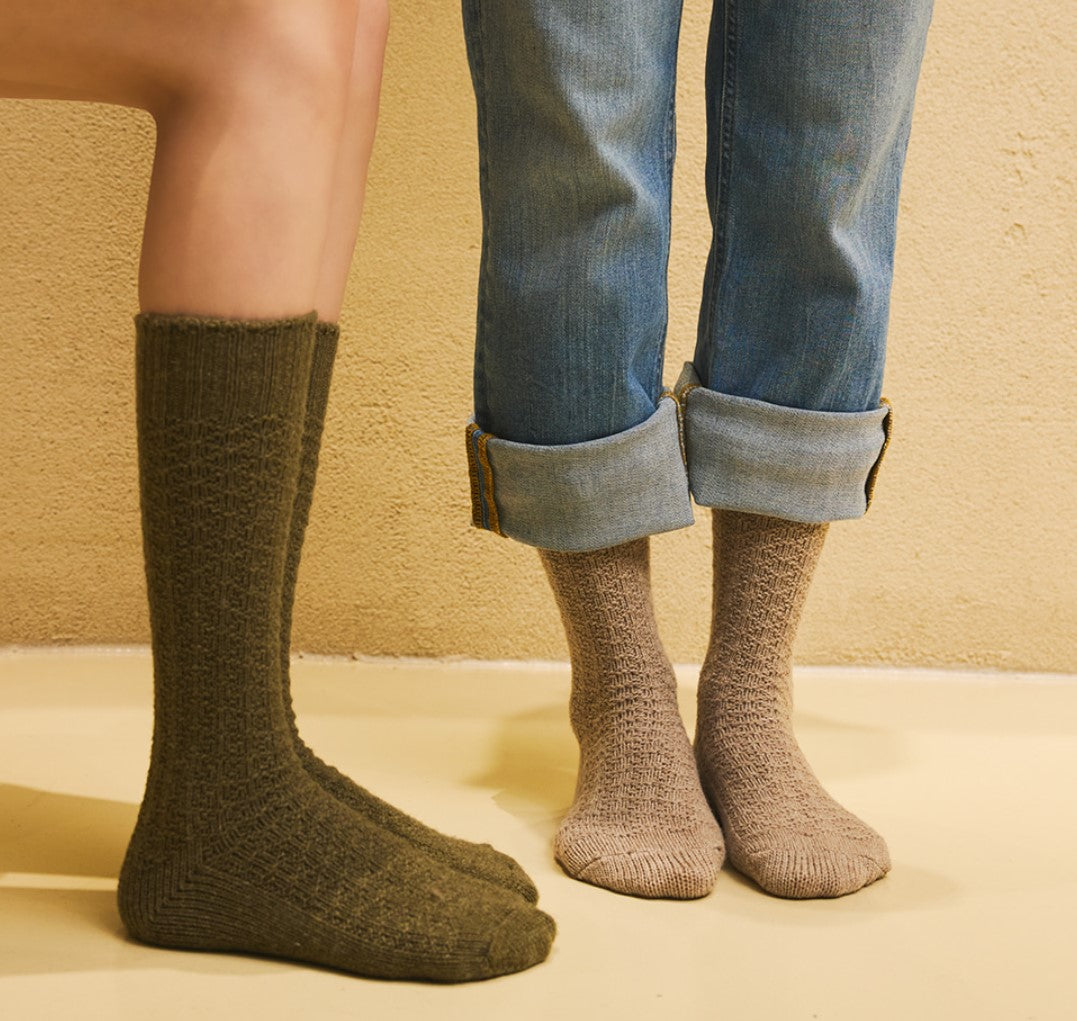 Merino Wool Textured Crew Socks by Alice and Me